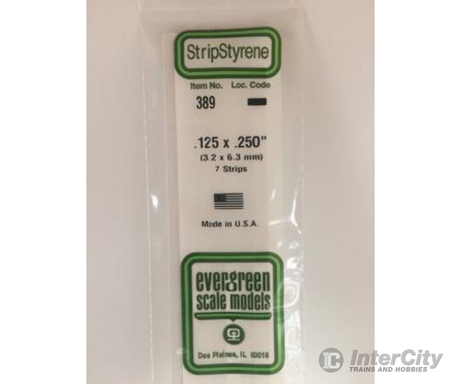 Evergreen 389 24 White Strips- .125X.250 (7/Pk) Scratch Building Supplies