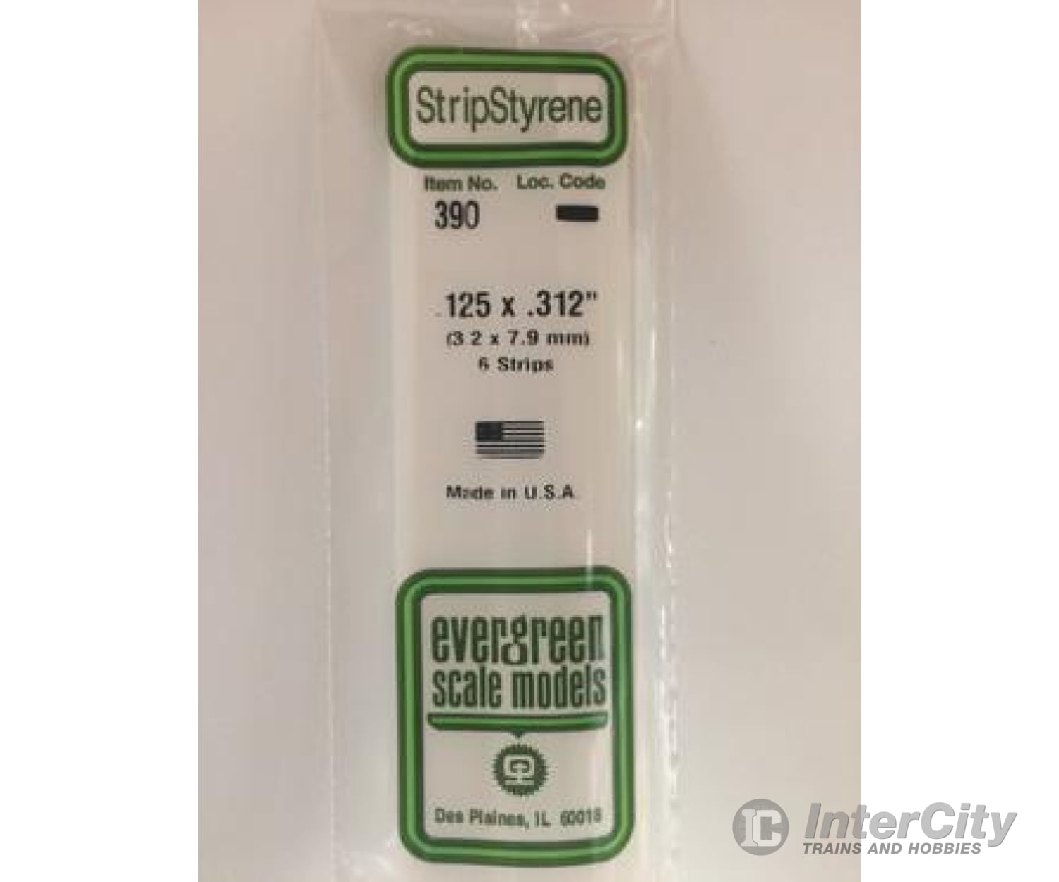 Evergreen 390 24 White Strips- .125X.312 (6/Pk) Scratch Building Supplies