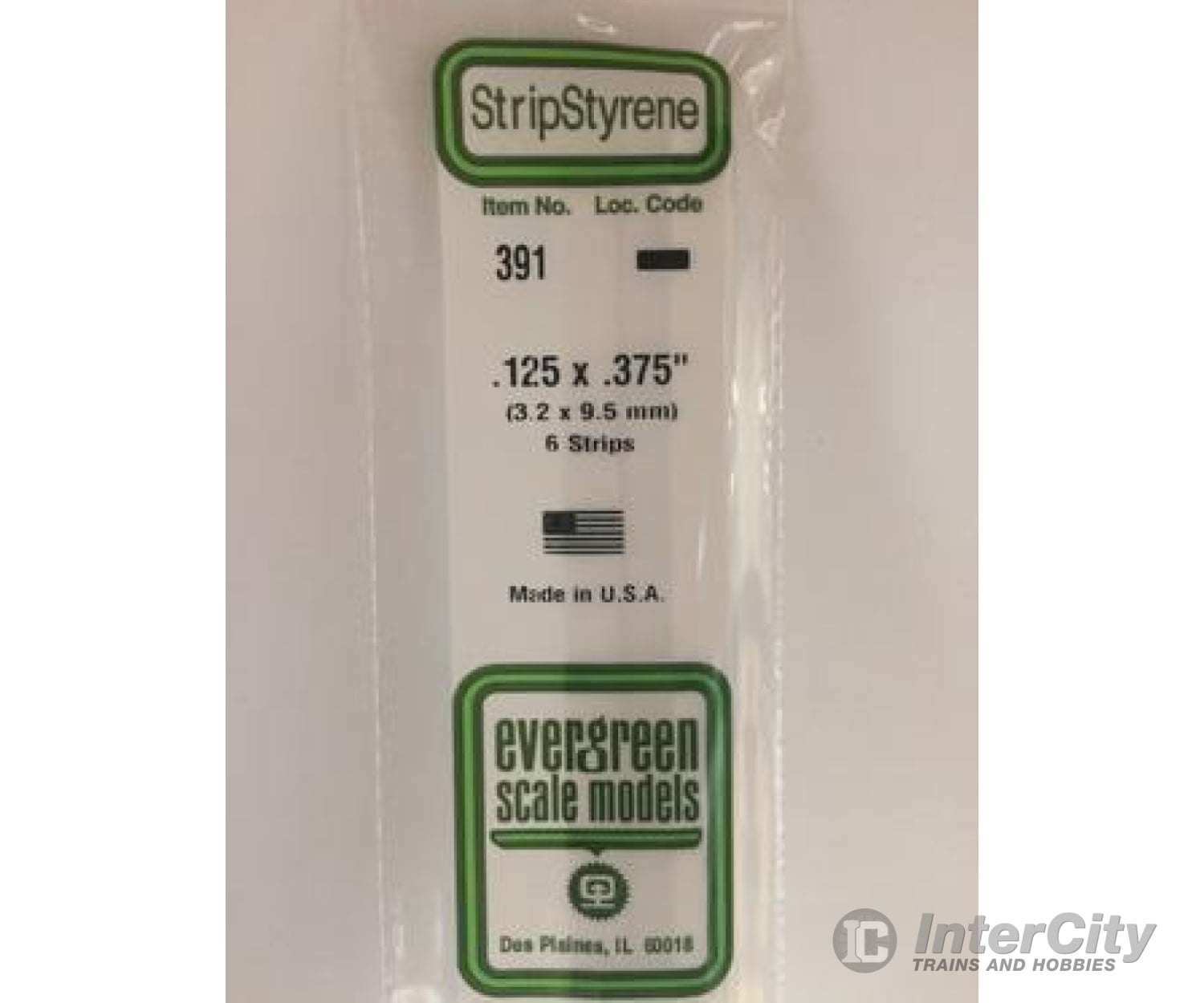 Evergreen 391 24 White Strips- .125X.375 (6/Pk) Scratch Building Supplies