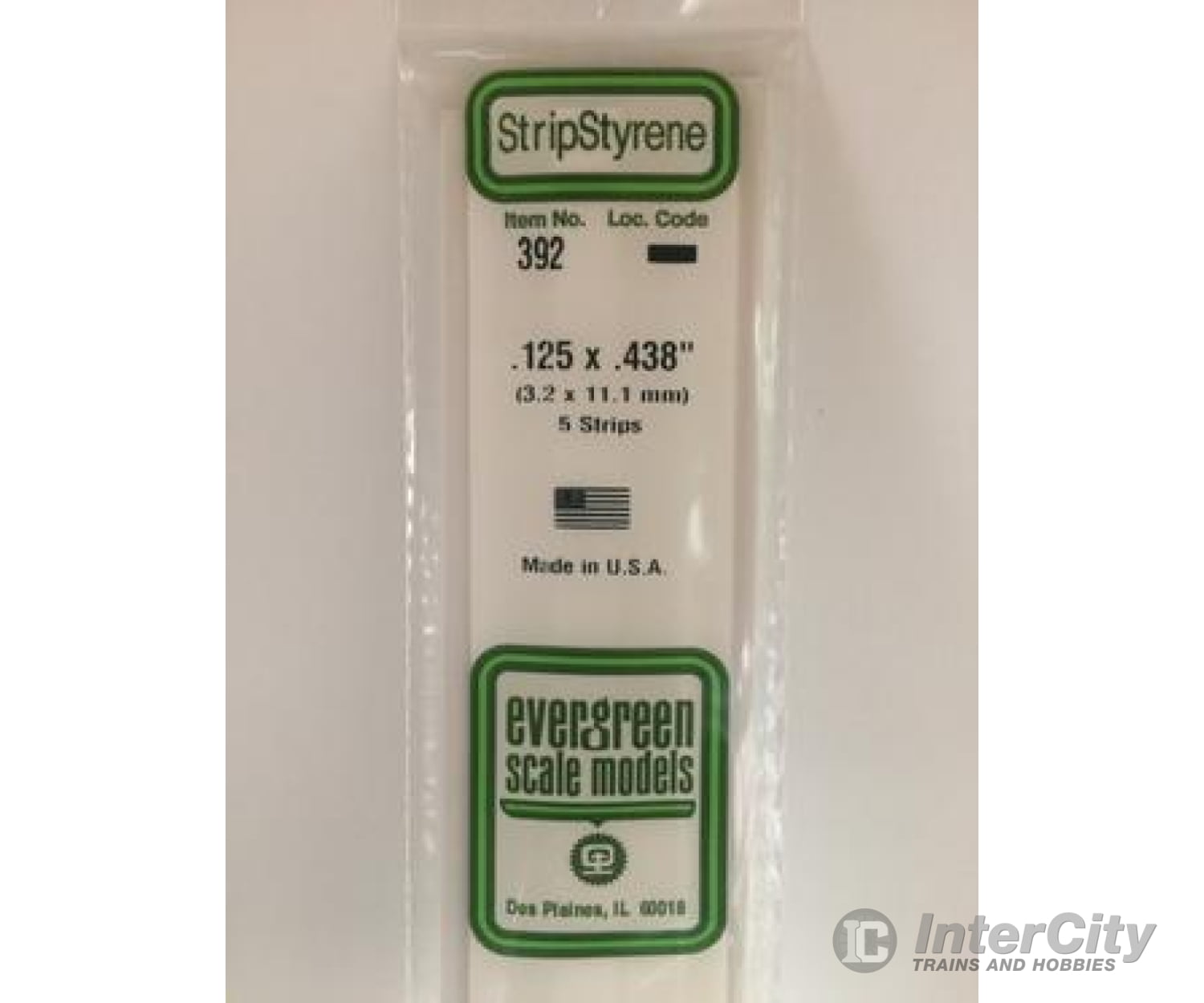 Evergreen 392 24 White Strips- .125X.438 (5/Pk) Scratch Building Supplies