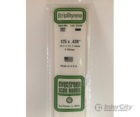 Evergreen 392 24 White Strips- .125X.438 (5/Pk) Scratch Building Supplies