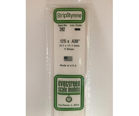 Evergreen 392 24 White Strips- .125X.438 (5/Pk) Scratch Building Supplies