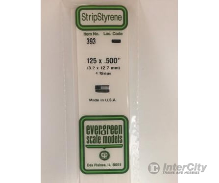 Evergreen 393 24 White Strips- .125X.500 (4/Pk) Scratch Building Supplies