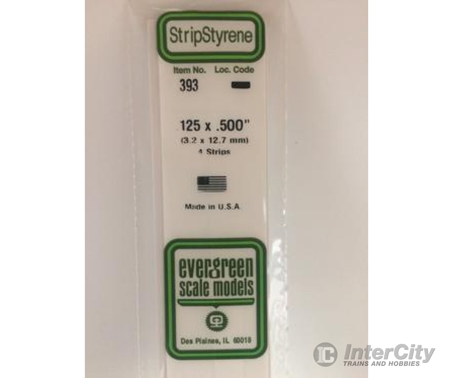 Evergreen 393 24 White Strips- .125X.500 (4/Pk) Scratch Building Supplies