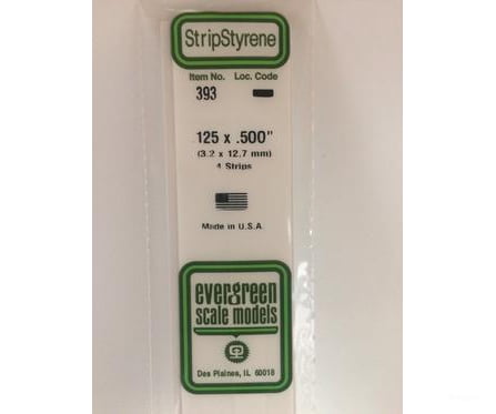 Evergreen 393 24 White Strips- .125X.500 (4/Pk) Scratch Building Supplies