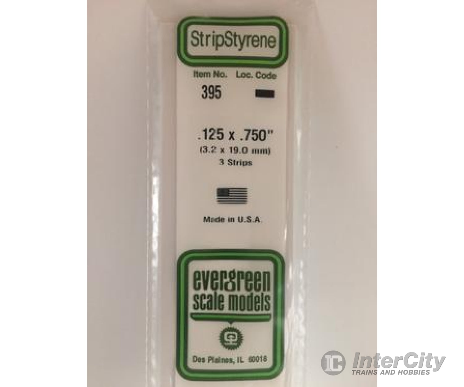 Evergreen 395 24 White Strips- .125X.750 (3/Pk) Scratch Building Supplies