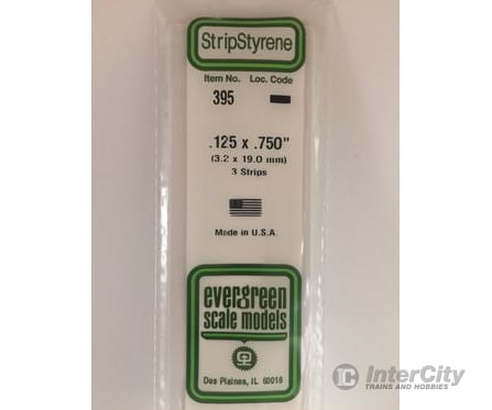 Evergreen 395 24 White Strips- .125X.750 (3/Pk) Scratch Building Supplies