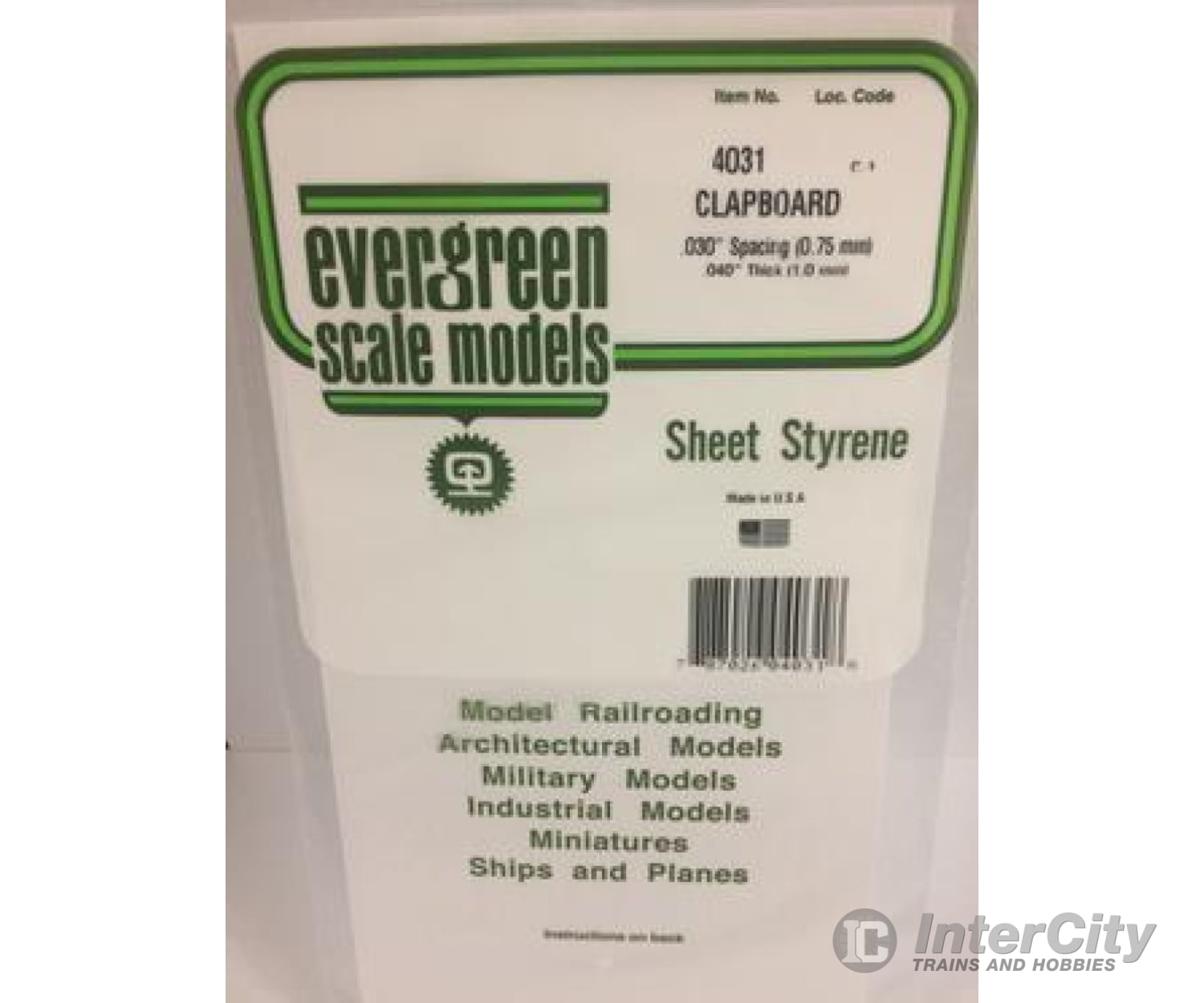 Evergreen 4031 .040 Siding-Clap Board .030 Spacing Scratch Building Supplies