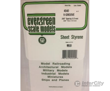 Evergreen 4040 .040 Siding-V Groove Spacing Scratch Building Supplies