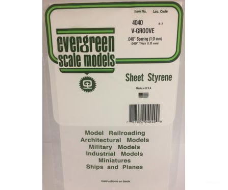 Evergreen 4040 .040 Siding-V Groove Spacing Scratch Building Supplies