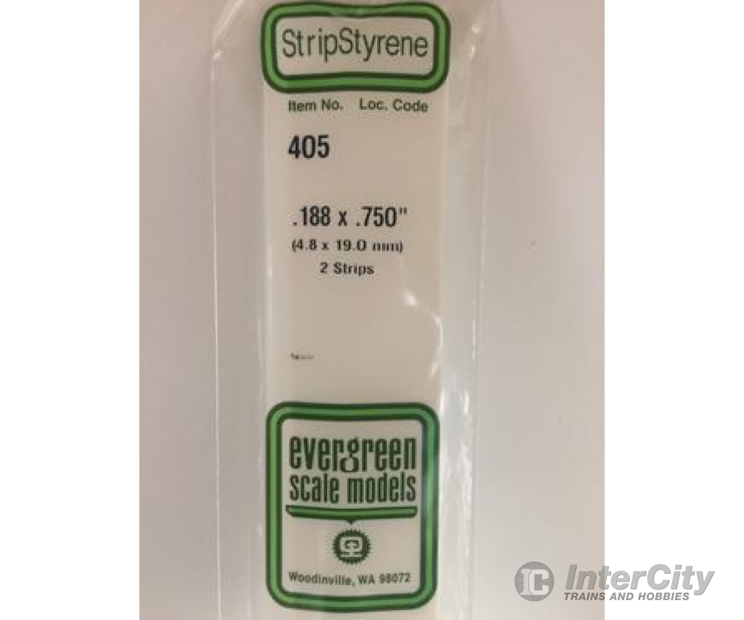 Evergreen 405 24 White Strips- .188X.750 (2/Pk) Scratch Building Supplies