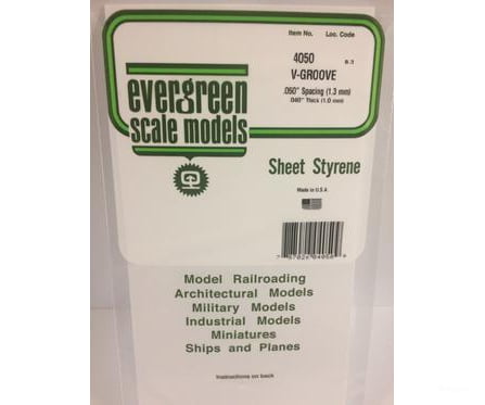 Evergreen 4050 .040 Siding-V Groove .050 Spacing Scratch Building Supplies