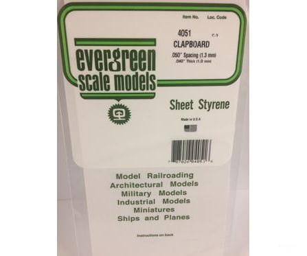 Evergreen 4051 .040 Siding-Clap Board .050 Spacing Scratch Building Supplies