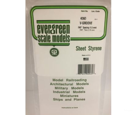 Evergreen 4060 .040 Siding-V Groove .060 Spacing Scratch Building Supplies