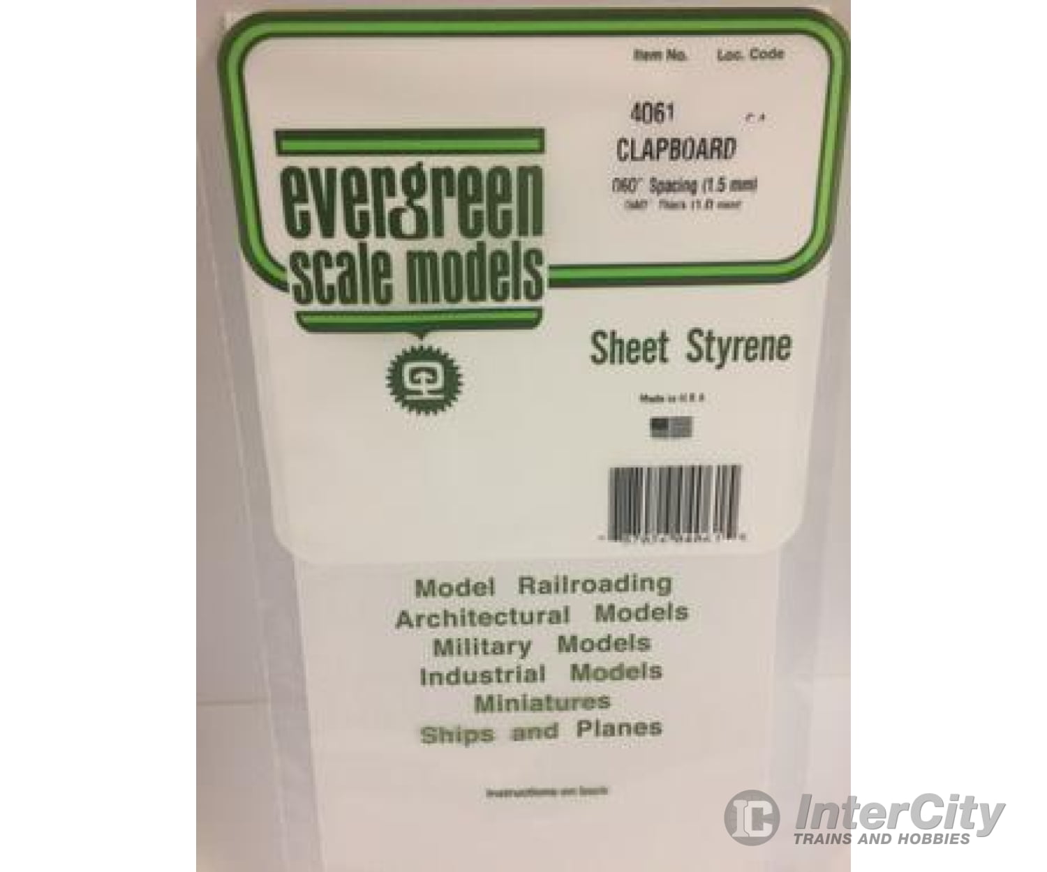 Evergreen 4061 .040 Siding-Clap Board .060 Spacing Scratch Building Supplies