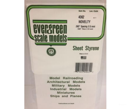 Evergreen 4062 .040 Siding- Novelty .060 Spacing Scratch Building Supplies