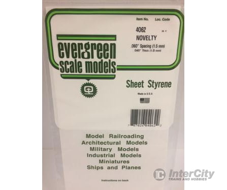 Evergreen 4062 .040 Siding- Novelty .060 Spacing Scratch Building Supplies