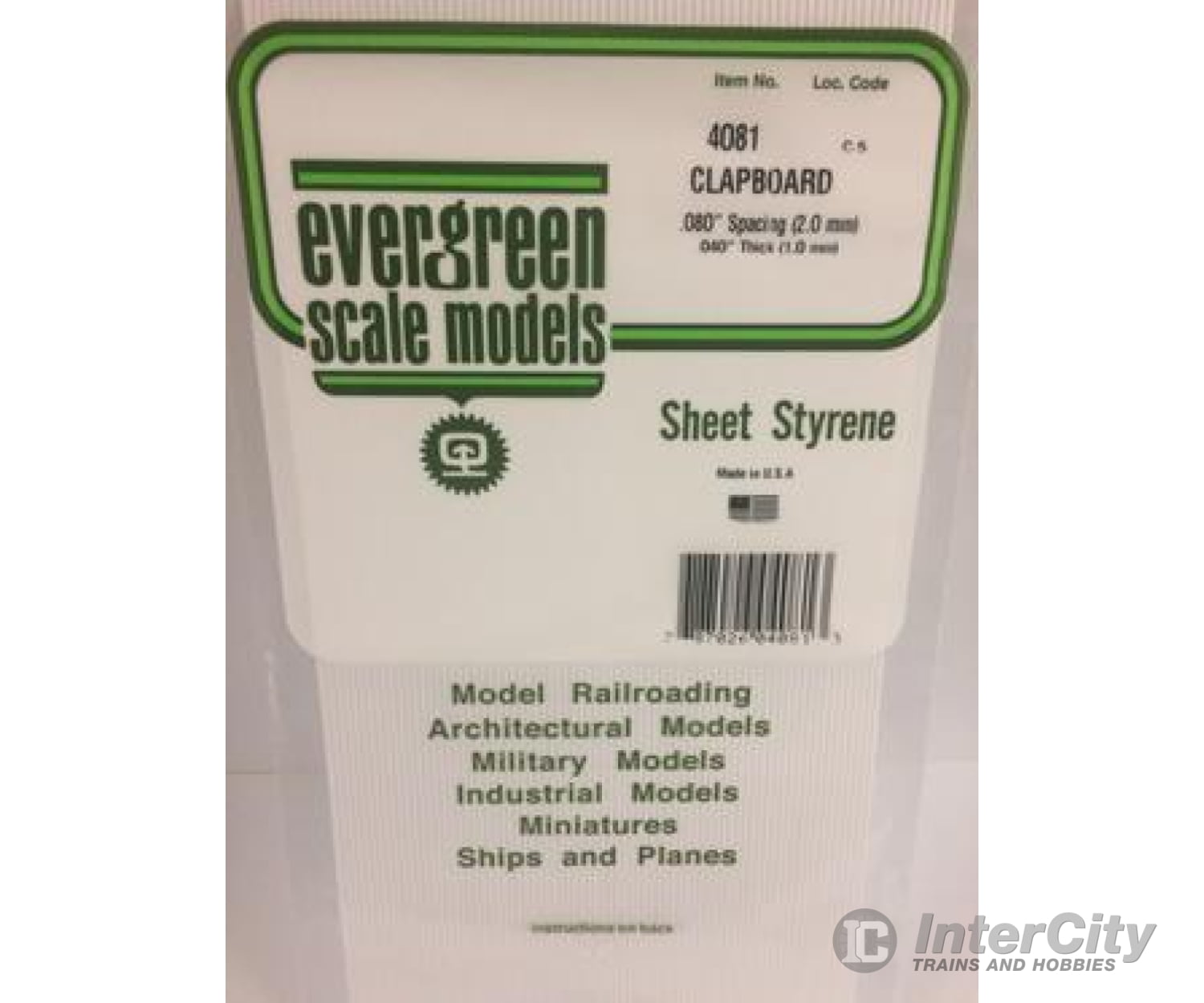 Evergreen 4081 .040 Siding-Clap Board .080 Spacing Scratch Building Supplies