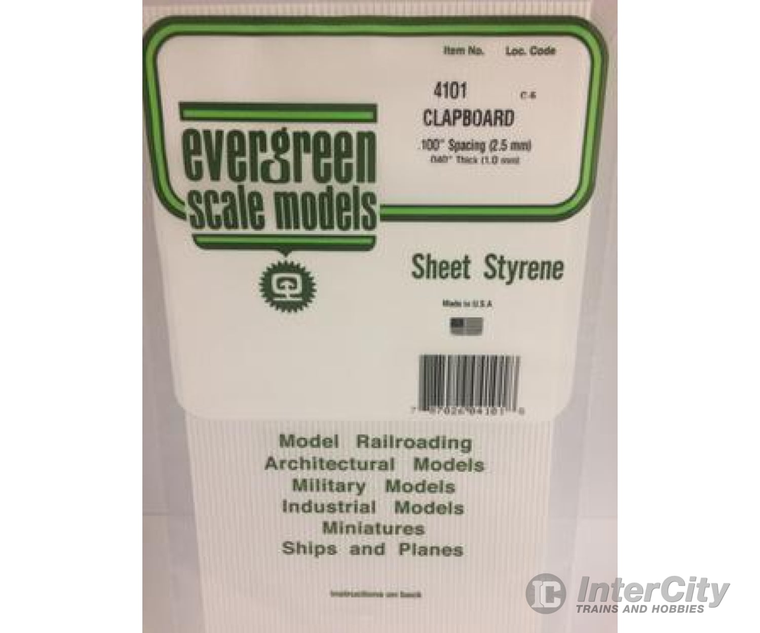 Evergreen 4101 .040 Siding-Clap Board .100 Spacing Scratch Building Supplies