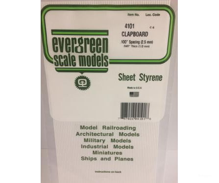 Evergreen 4101 .040 Siding-Clap Board .100 Spacing Scratch Building Supplies