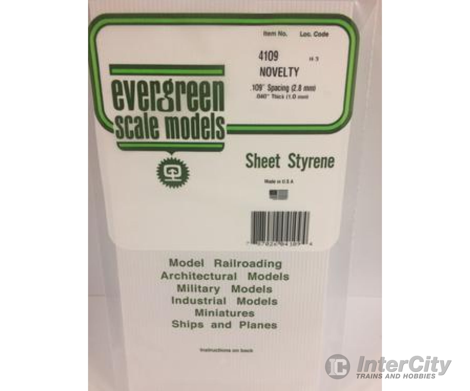 Evergreen 4109 .040 Siding- Novelty .109 Spacing Scratch Building Supplies