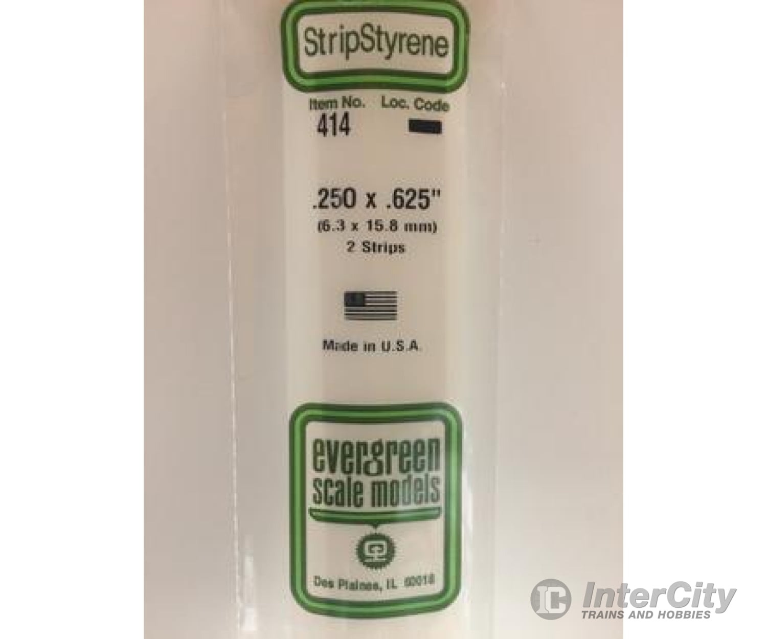 Evergreen 414 24 White Strips- .250X.625 (2/Pk) Scratch Building Supplies