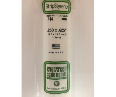 Evergreen 414 24 White Strips- .250X.625 (2/Pk) Scratch Building Supplies