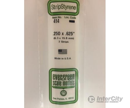 Evergreen 414 24 White Strips- .250X.625 (2/Pk) Scratch Building Supplies