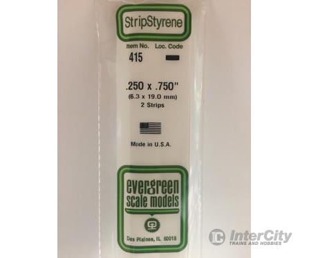 Evergreen 415 24 White Strips- .250X.750 (2/Pk) Scratch Building Supplies
