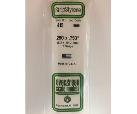 Evergreen 415 24 White Strips- .250X.750 (2/Pk) Scratch Building Supplies