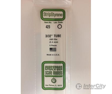 Evergreen 423 24 White Tubing- .093 (9/Pk) Scratch Building Supplies
