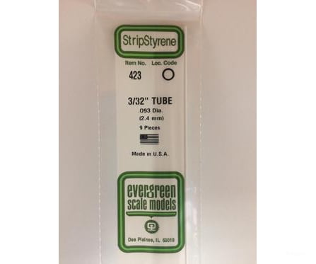 Evergreen 423 24 White Tubing- .093 (9/Pk) Scratch Building Supplies
