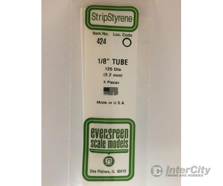 Evergreen 424 24 White Tubing- .125 (8/Pk) Scratch Building Supplies