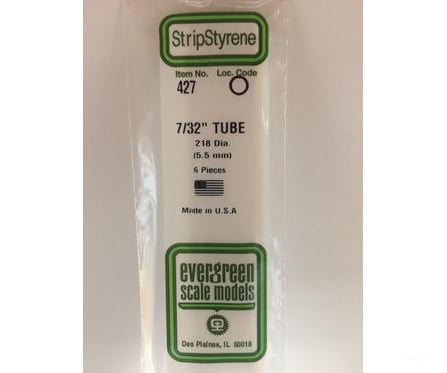 Evergreen 427 24 White Tubing- .219 (6/Pk) Scratch Building Supplies