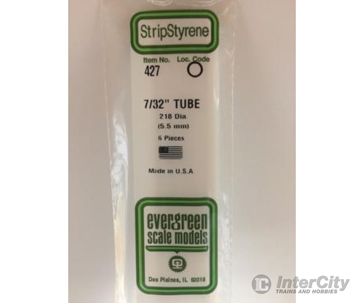 Evergreen 427 24 White Tubing- .219 (6/Pk) Scratch Building Supplies