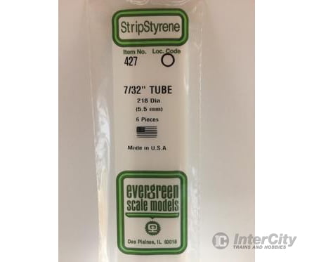 Evergreen 427 24 White Tubing- .219 (6/Pk) Scratch Building Supplies