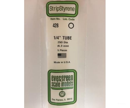 Evergreen 428 24 White Tubing- .250 (5/Pk) Scratch Building Supplies