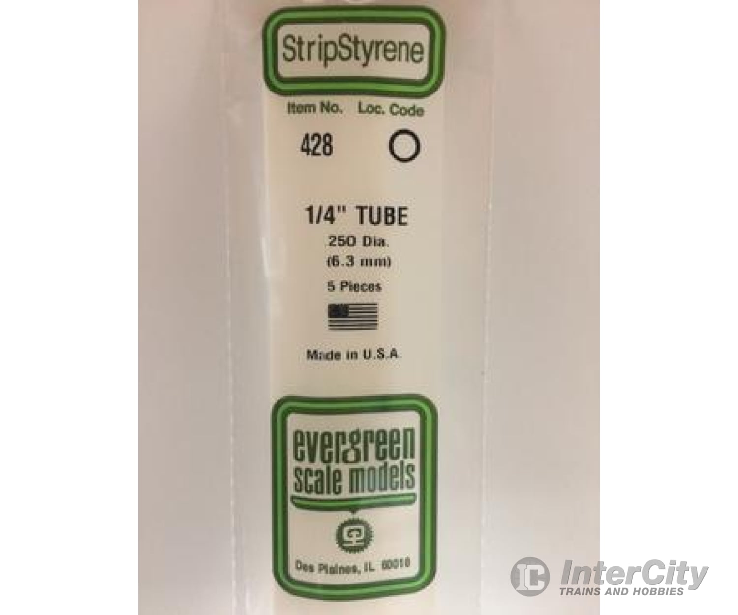 Evergreen 428 24 White Tubing- .250 (5/Pk) Scratch Building Supplies