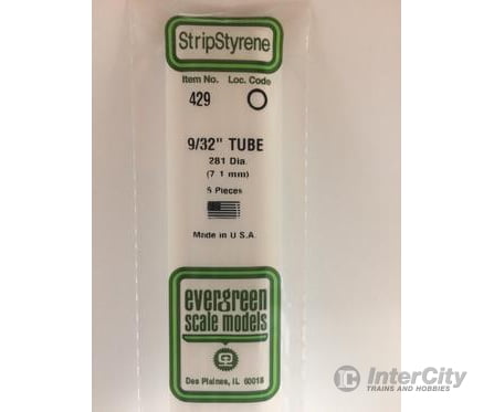 Evergreen 429 24 White Tubing- .281 (5/Pk) Scratch Building Supplies