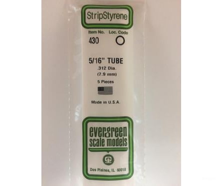 Evergreen 430 24 White Tubing- .312 (5/Pk) Scratch Building Supplies