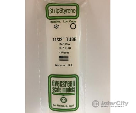 Evergreen 431 24 White Tubing- .344 (4/Pk) Scratch Building Supplies