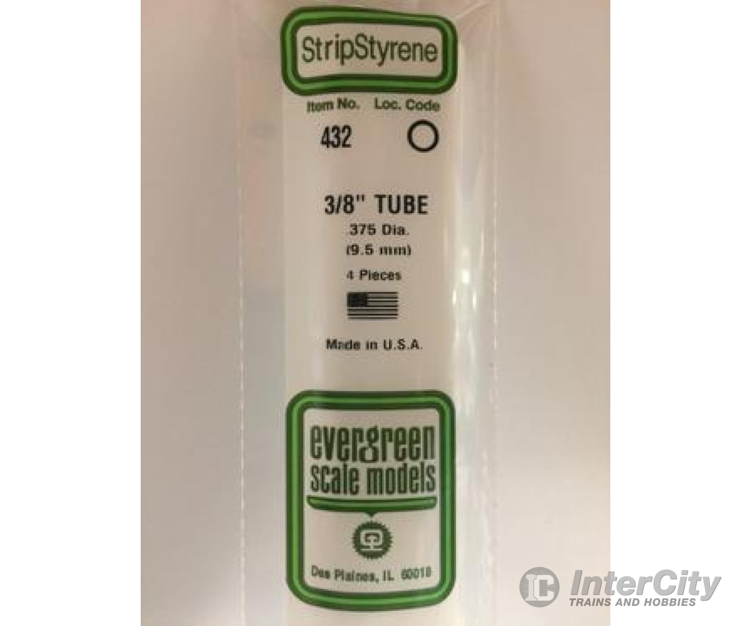 Evergreen 432 24 White Tubing- .375 (4/Pk) Scratch Building Supplies