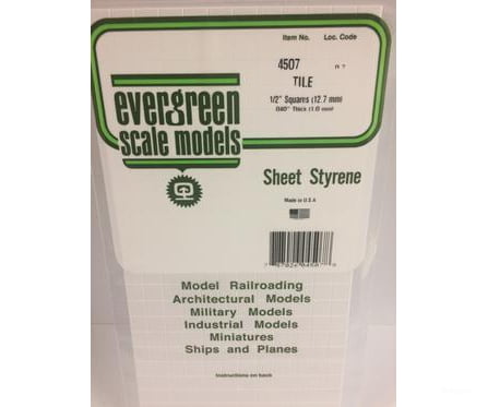Evergreen 4507 Square Tile-1/2 Scratch Building Supplies