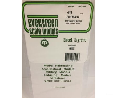 Evergreen 4515 Sidewalk-3/16 Scratch Building Supplies