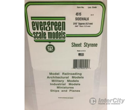 Evergreen 4515 Sidewalk-3/16 Scratch Building Supplies