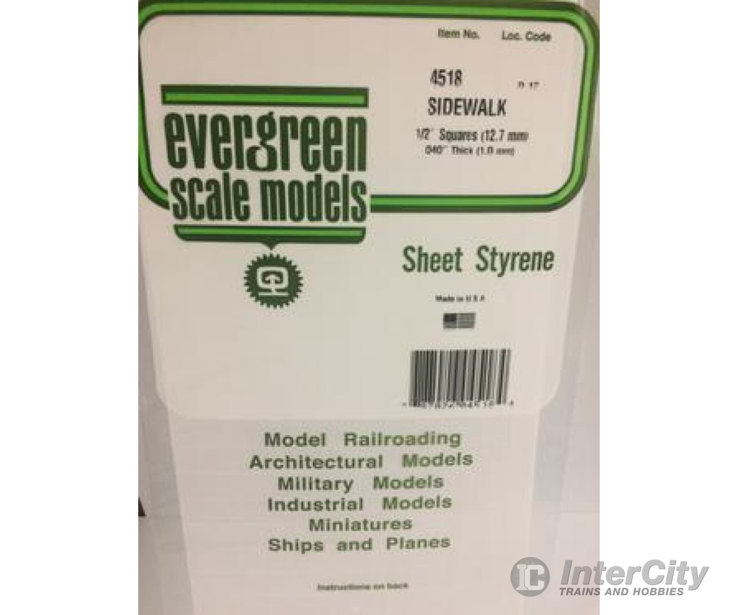 Evergreen 4518 Sidewalk-1/2 Scratch Building Supplies