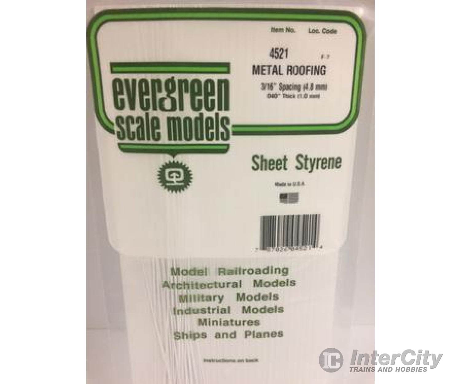 Evergreen 4521 Seam Roof-3/16 Scratch Building Supplies