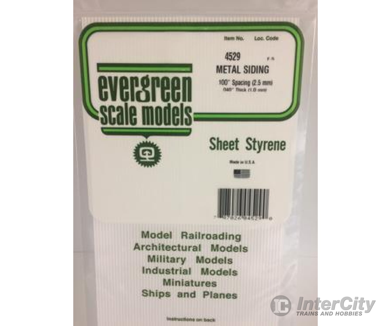 Evergreen 4529 Metal Siding-.100 Scratch Building Supplies