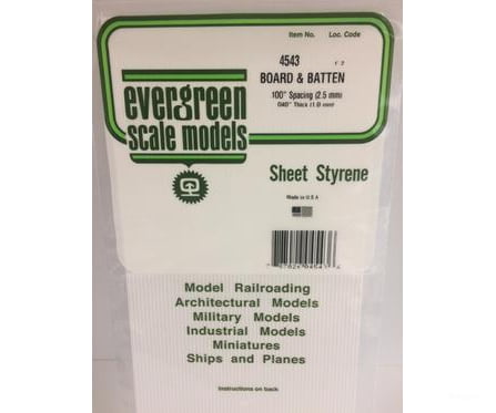Evergreen 4543 Board/Batten-.100 Scratch Building Supplies