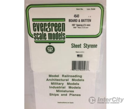 Evergreen 4543 Board/Batten-.100 Scratch Building Supplies